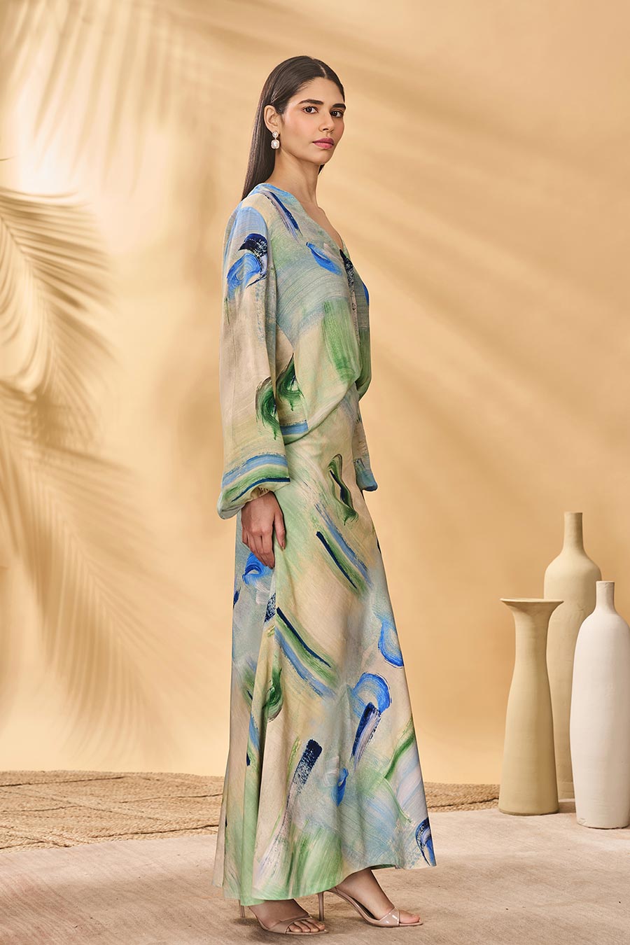 Whirl Wind Printed Bellowy Sleeve Top