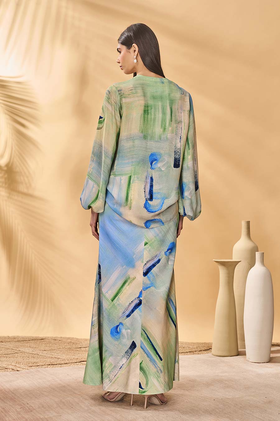 Whirl Wind Printed Bellowy Sleeve Top