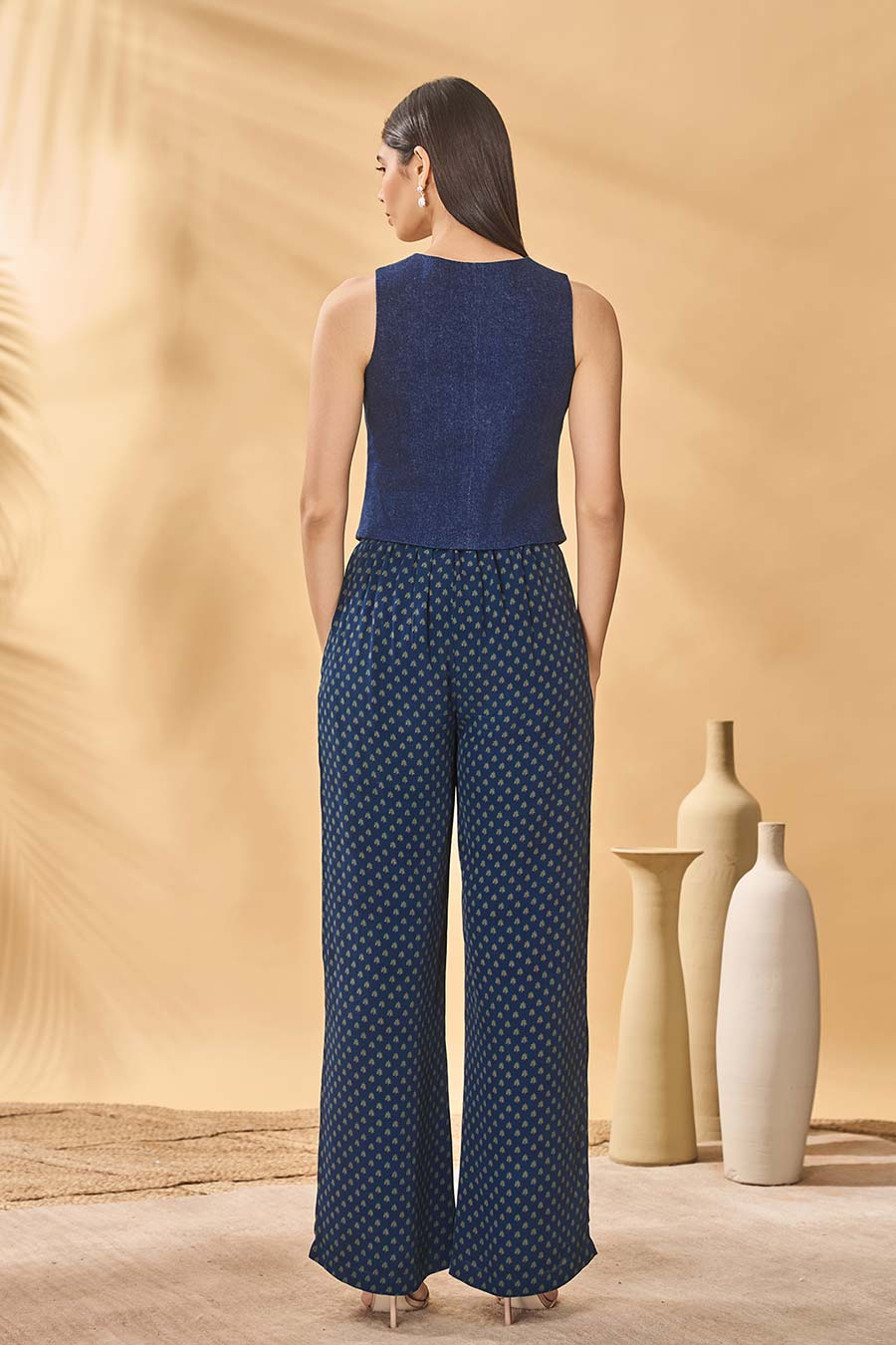 Blue Paw-Tree Denim Waistcoat & Trouser Set