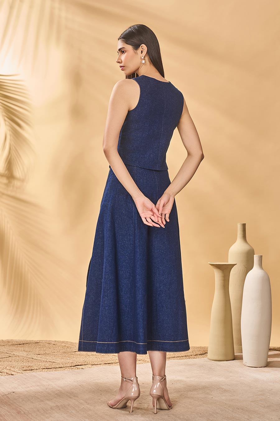 Blue Paw-Tree Denim Patchwork Co-Ord Set