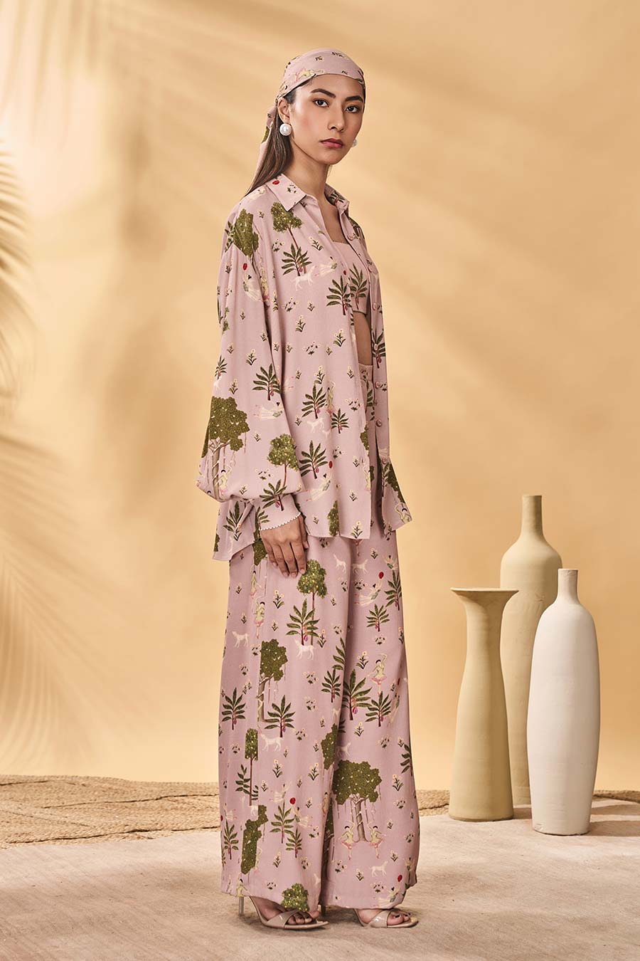 Pink Pirouette Picnic Printed Co-Ord Set (3Pc)