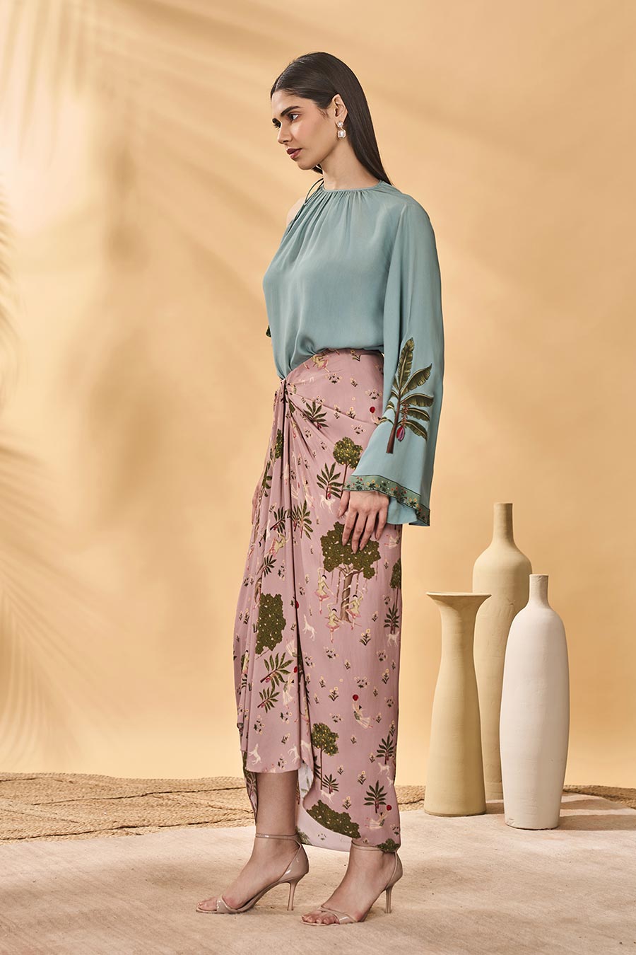 Blue & Pink Trellis Printed Picnic Co-Ord Set