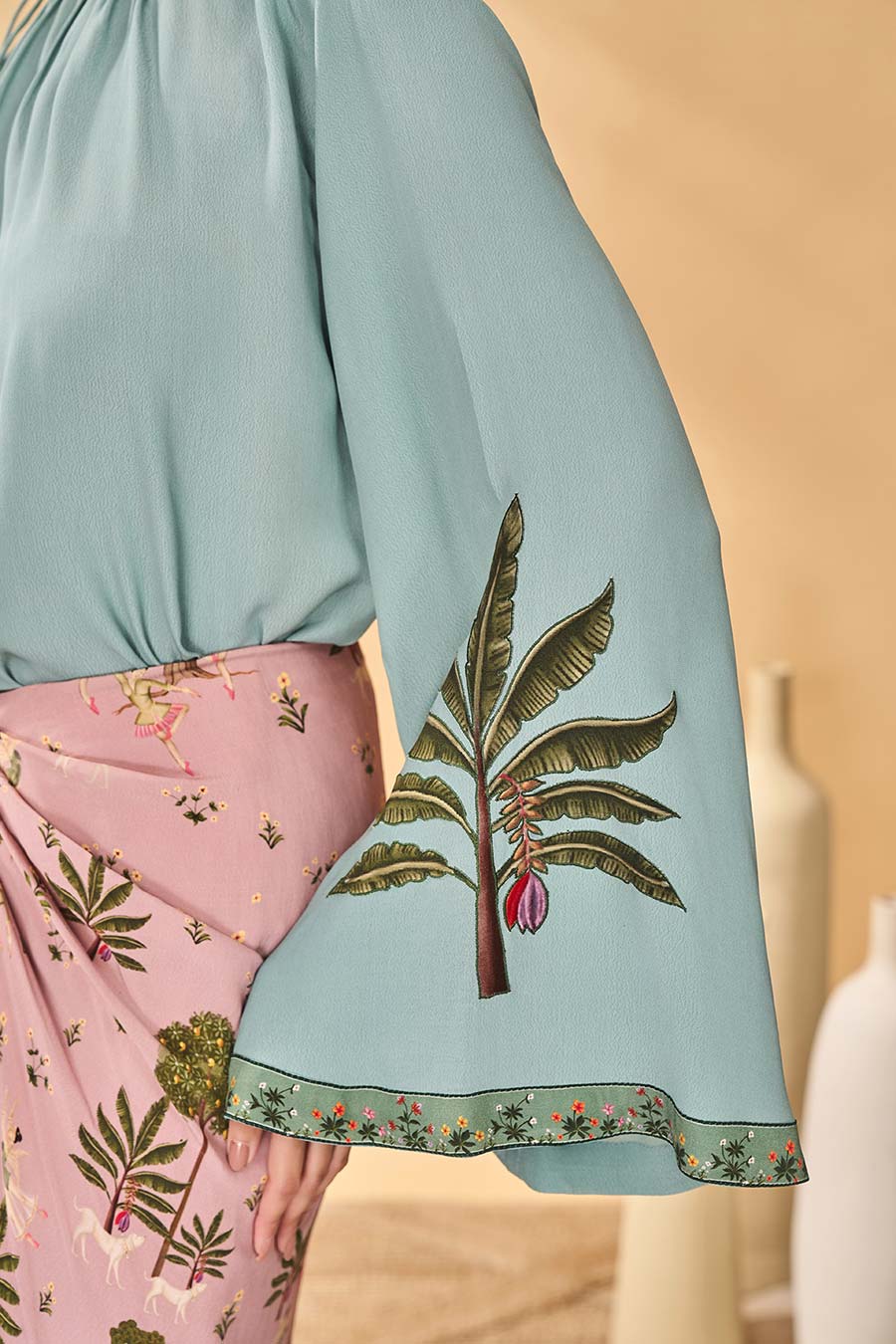 Blue & Pink Trellis Printed Picnic Co-Ord Set