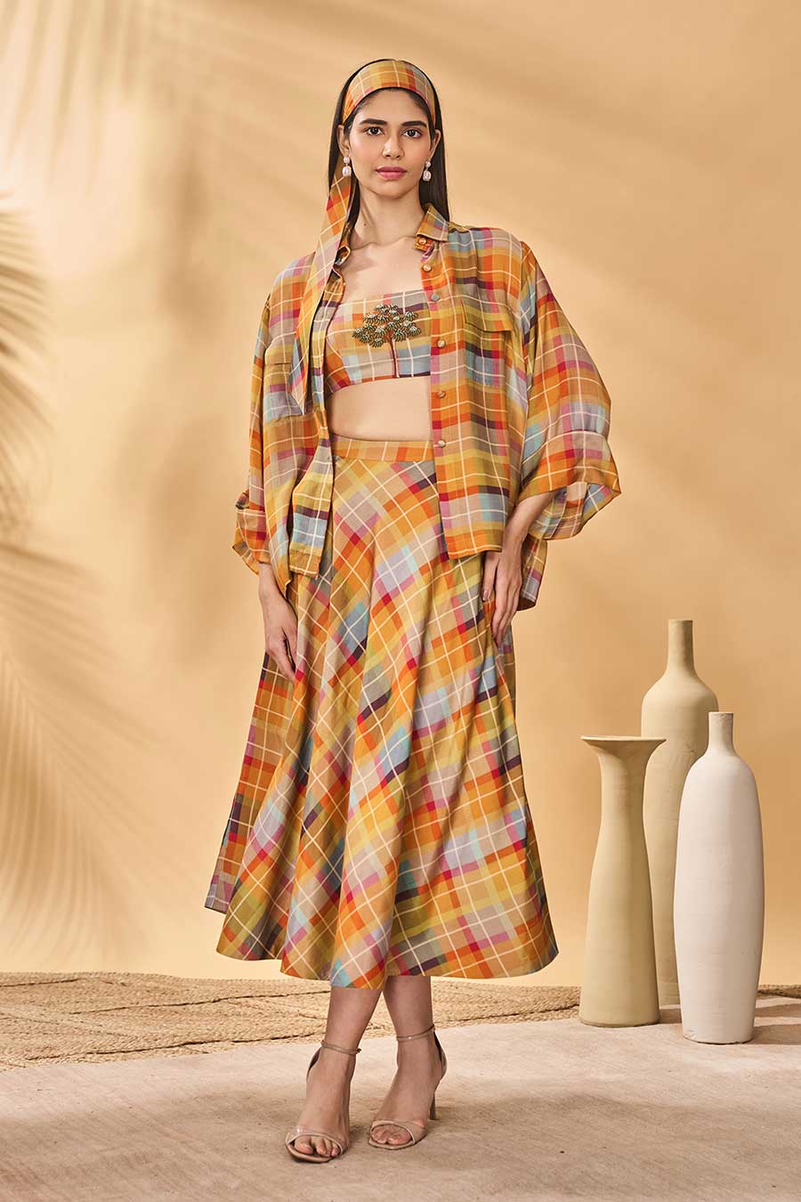 Sundowner Checkered Printed Skirt