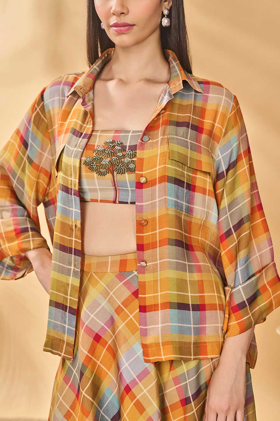 Sundowner Checkered Printed Swing Co-Ord Set (3Pc)