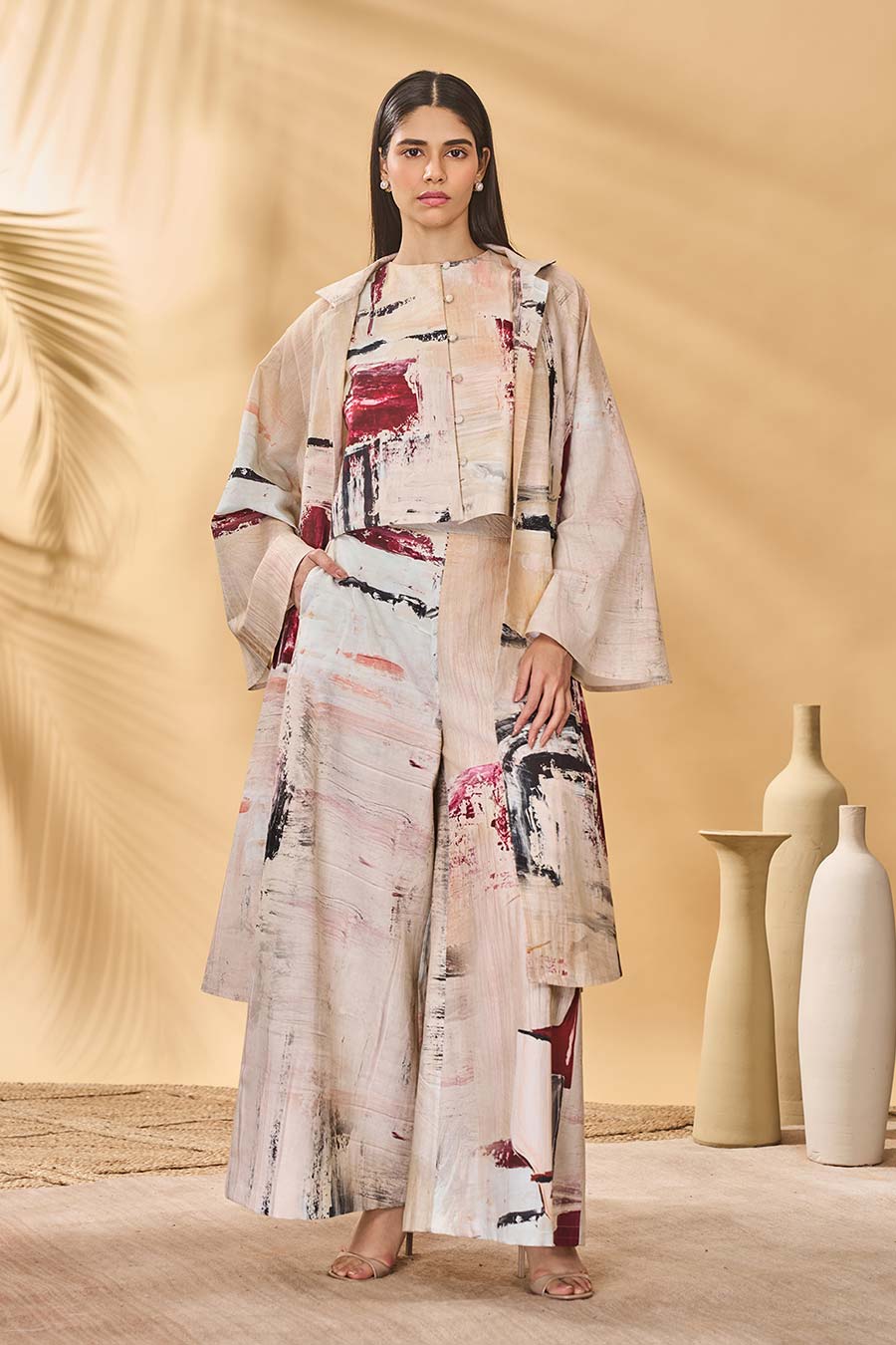 Ivory Chaotic Harmony Printed Jacket