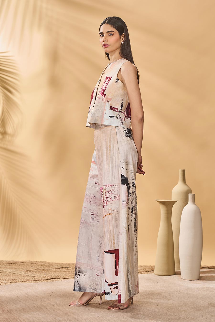 Ivory Chaotic Harmony Printed Waistcoat