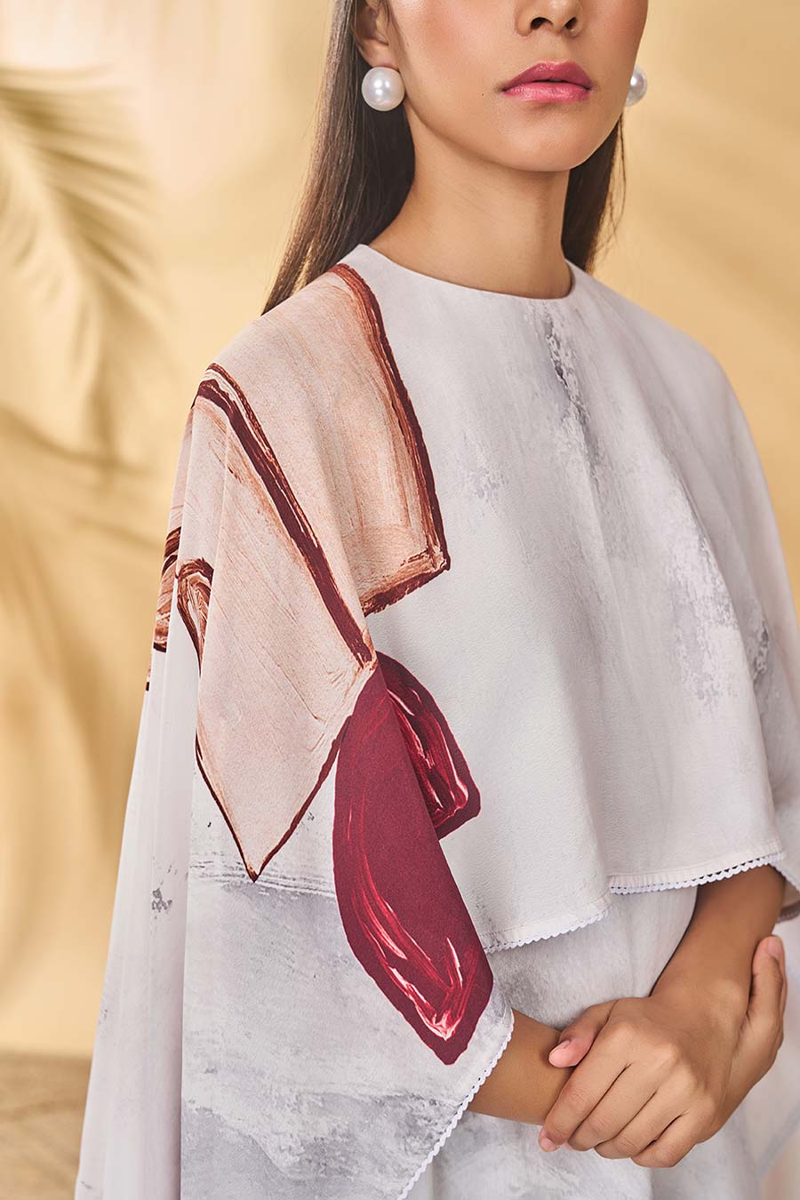 Moon & Mist White Printed Cape Kaftan