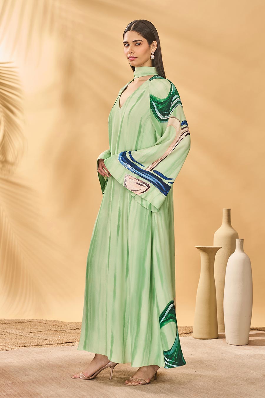 Ivy Green Horizon Printed Reversible Kaftan