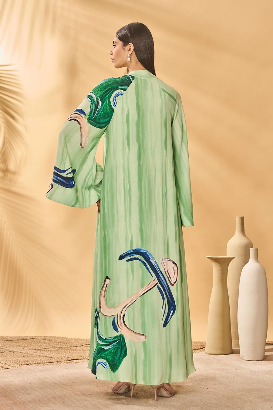 Ivy Green Horizon Printed Reversible Kaftan