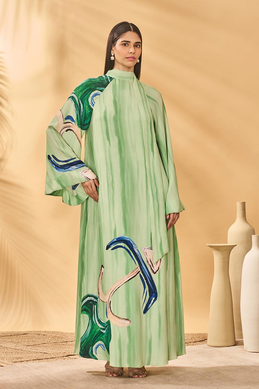 Ivy Green Horizon Printed Reversible Kaftan