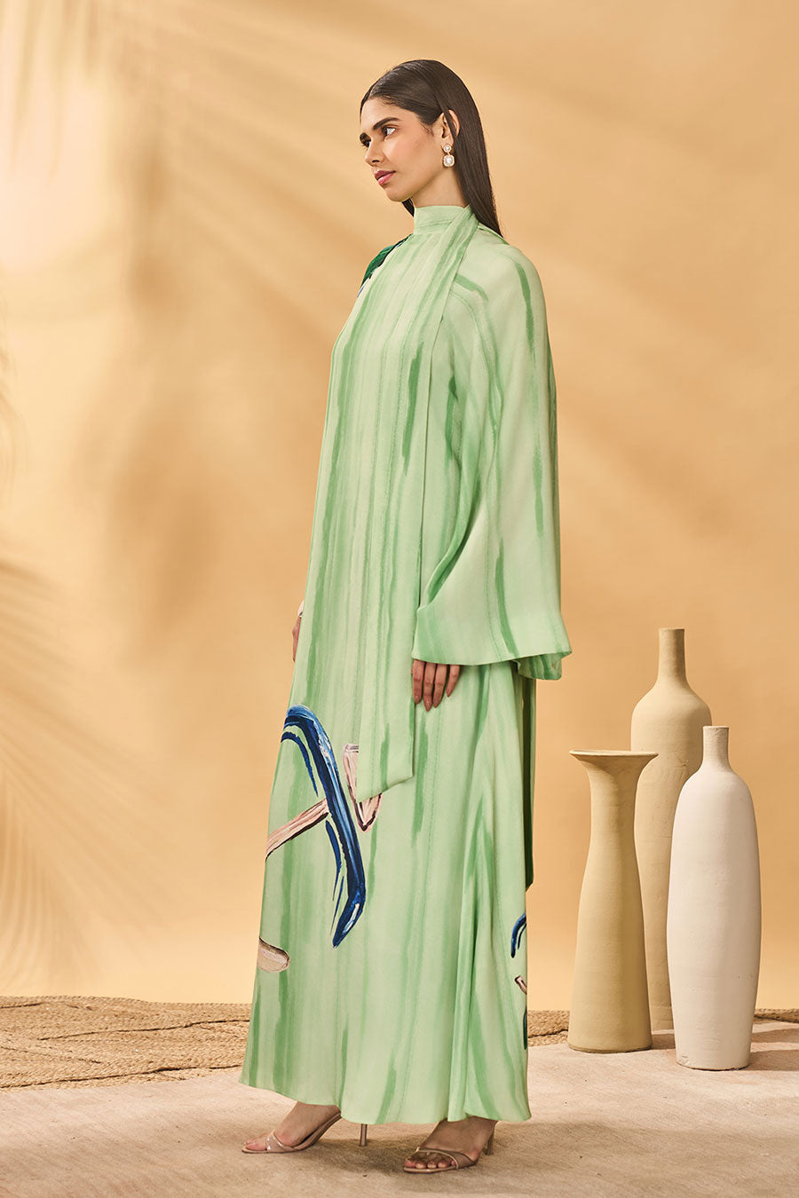 Ivy Green Horizon Printed Reversible Kaftan
