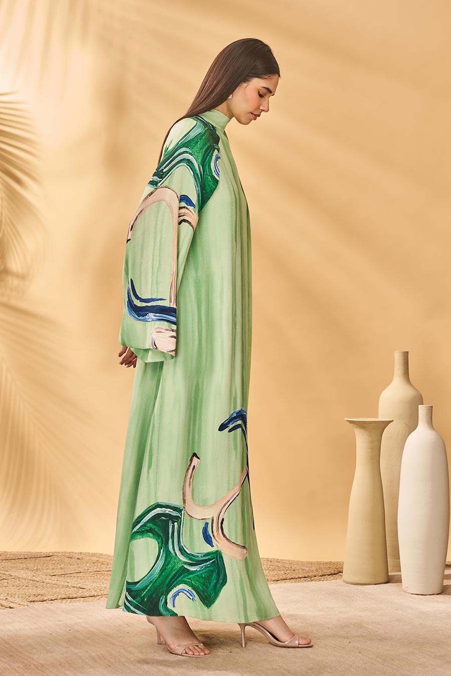 Ivy Green Horizon Printed Reversible Kaftan