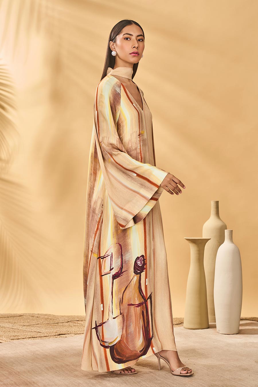 Rustic Strokes Printed Reversible Kaftan