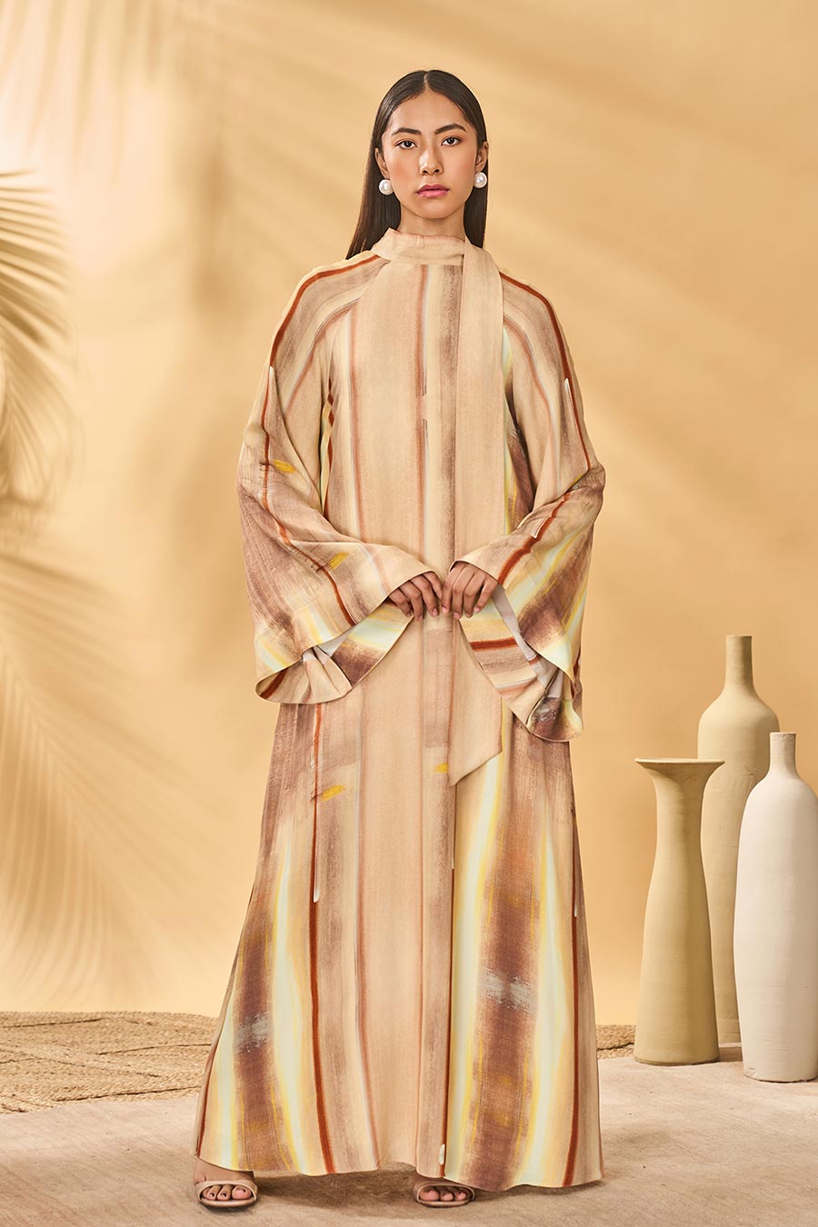 Rustic Strokes Printed Reversible Kaftan