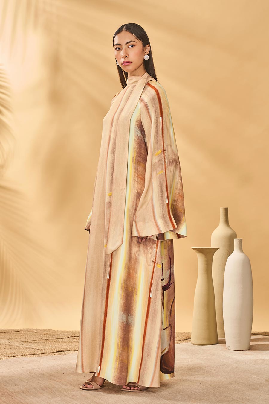 Rustic Strokes Printed Reversible Kaftan