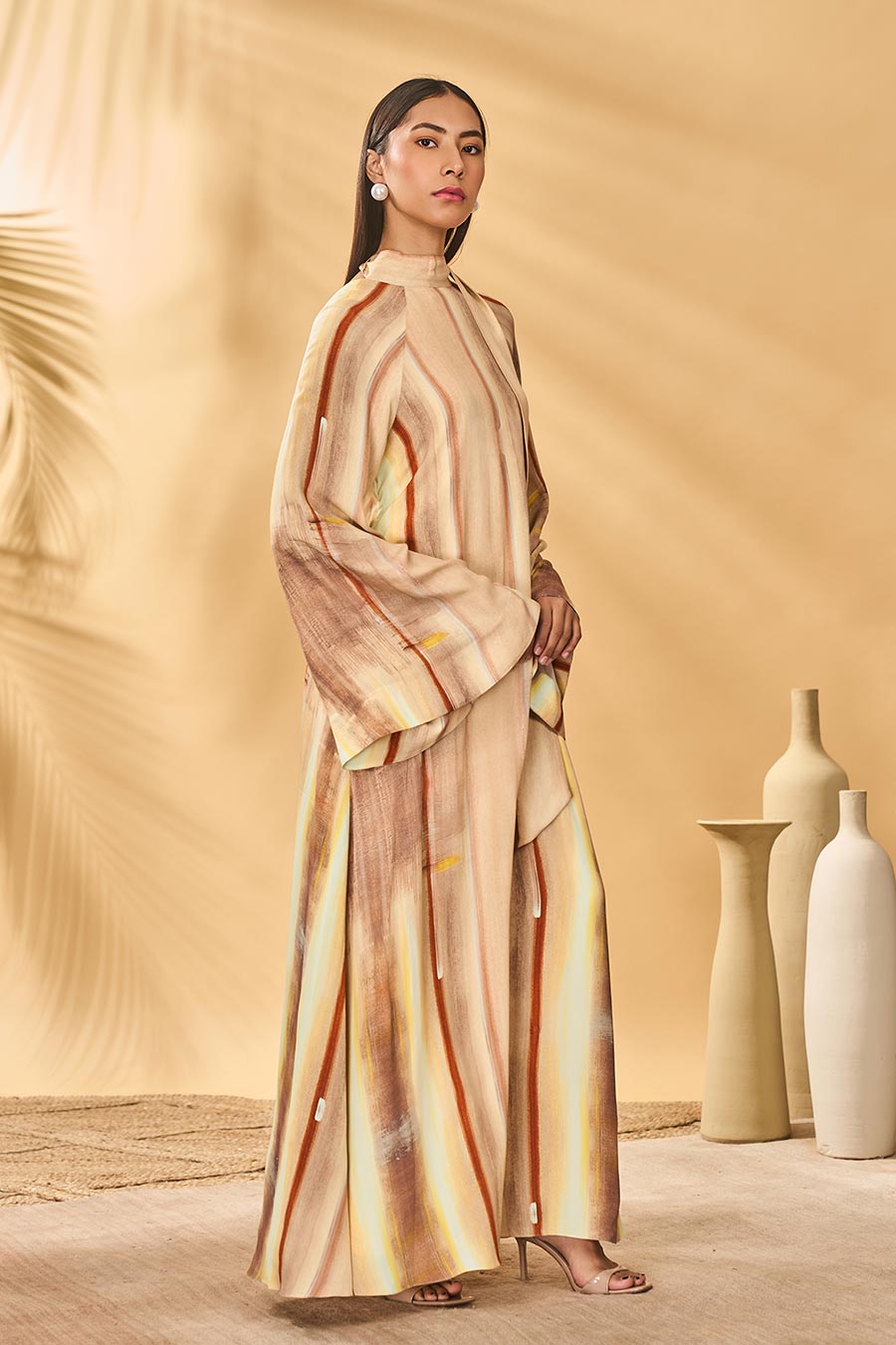 Rustic Strokes Printed Reversible Kaftan