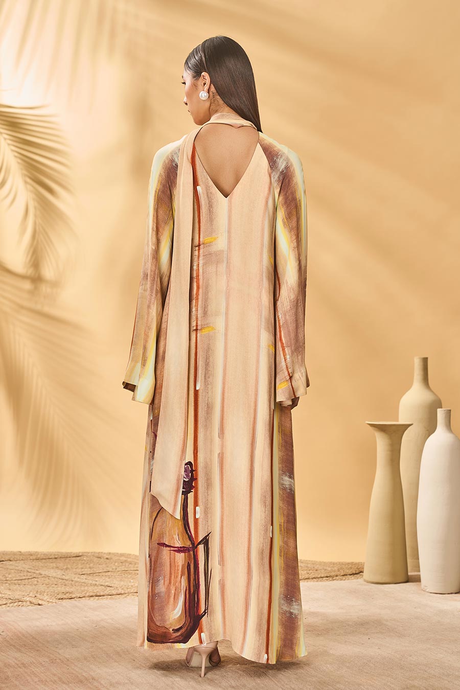 Rustic Strokes Printed Reversible Kaftan