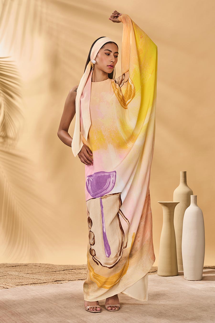 Glazing Symphony Asymmetrical Printed Kaftan