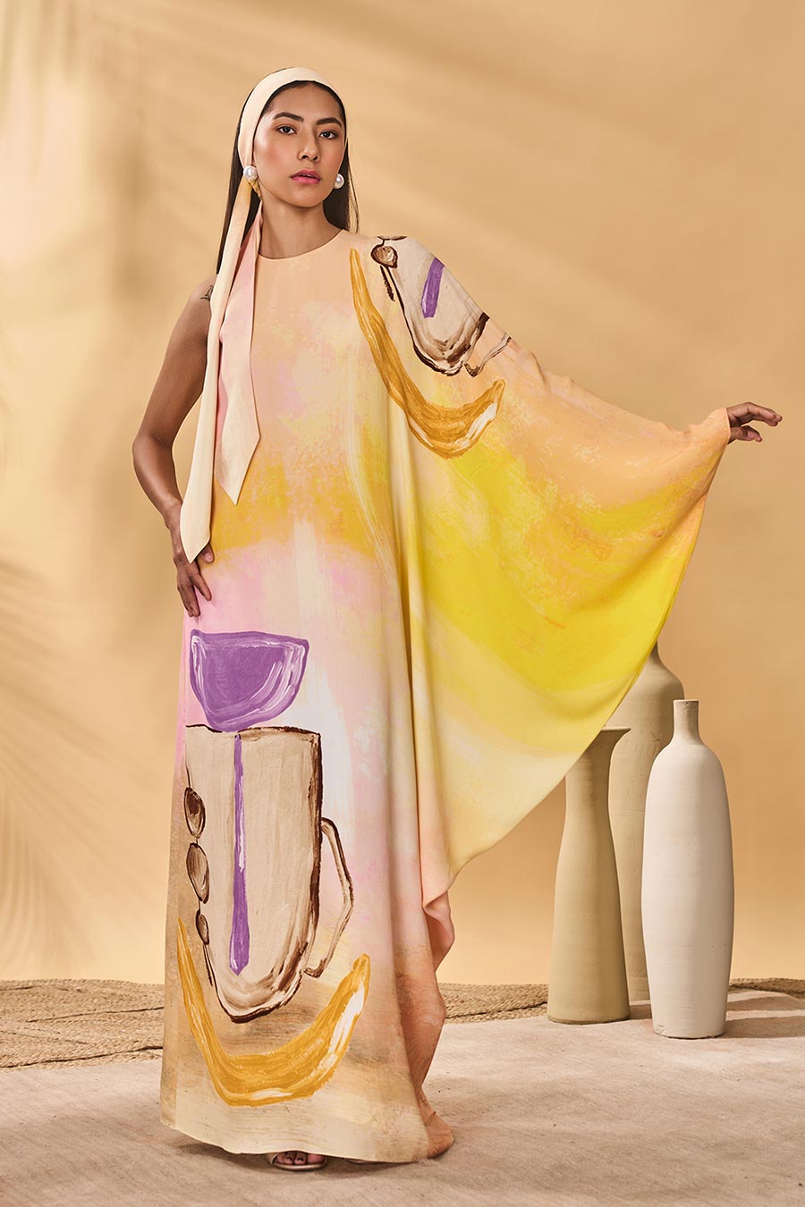 Glazing Symphony Asymmetrical Printed Kaftan