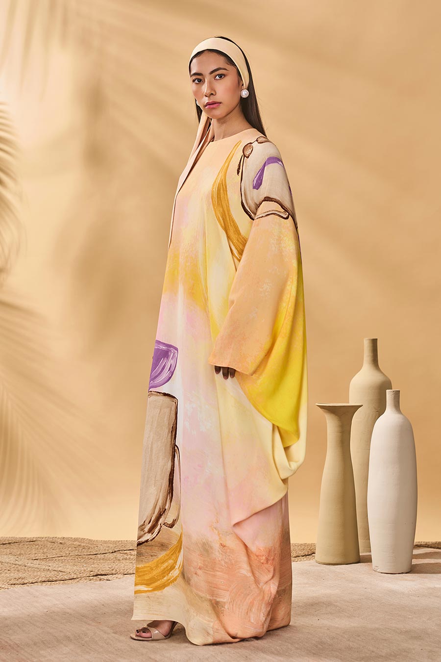 Glazing Symphony Asymmetrical Printed Kaftan