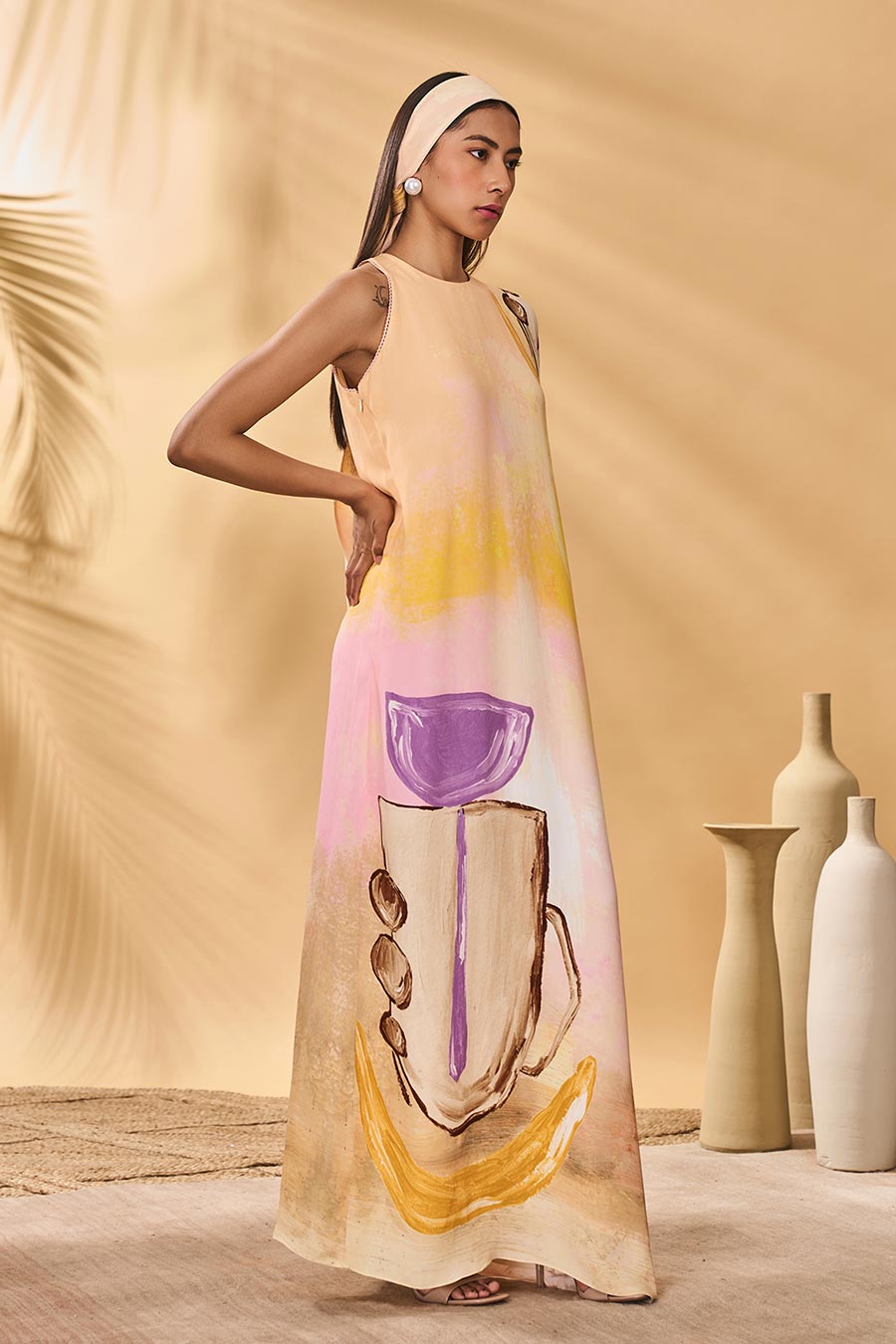 Glazing Symphony Asymmetrical Printed Kaftan