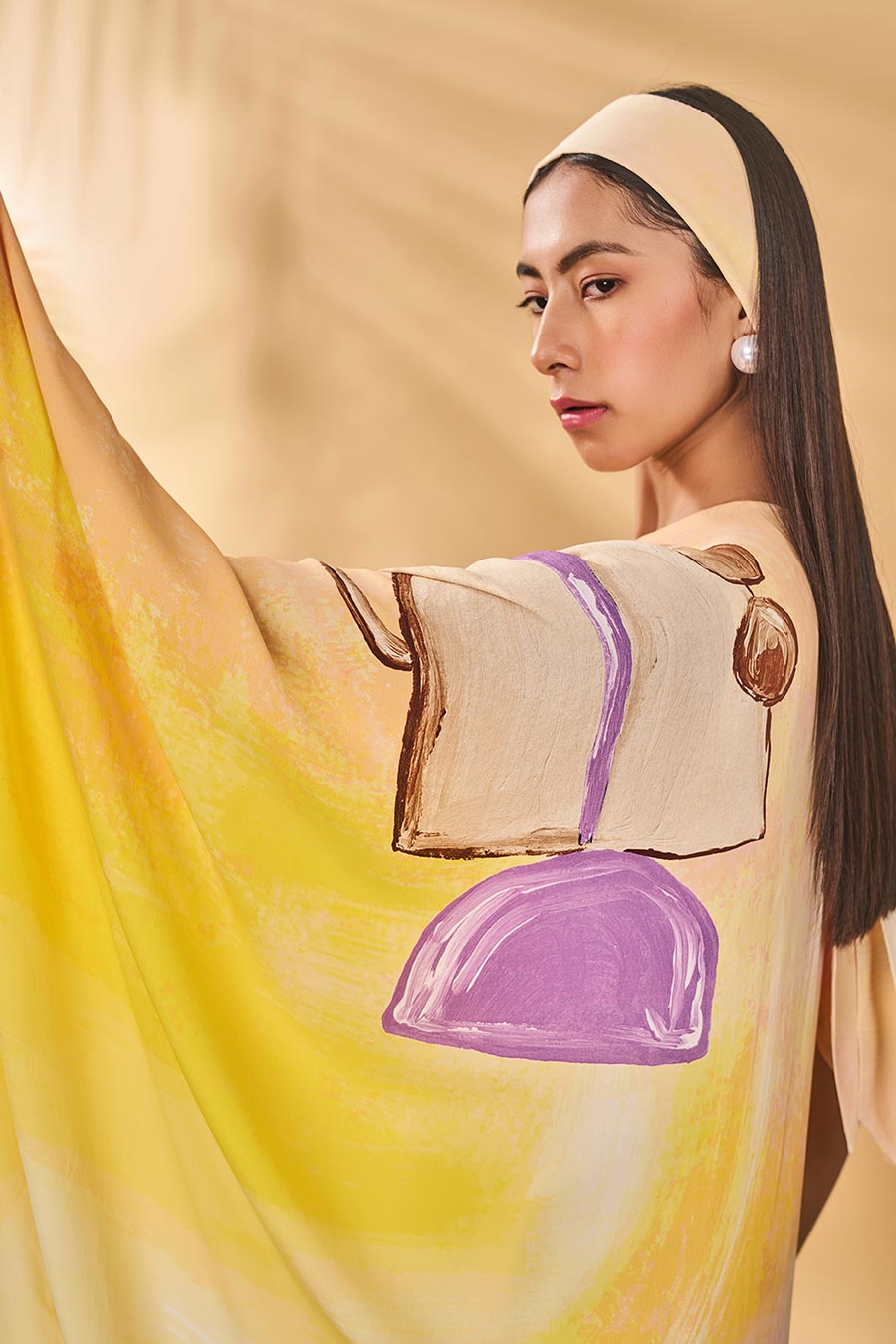 Glazing Symphony Asymmetrical Printed Kaftan