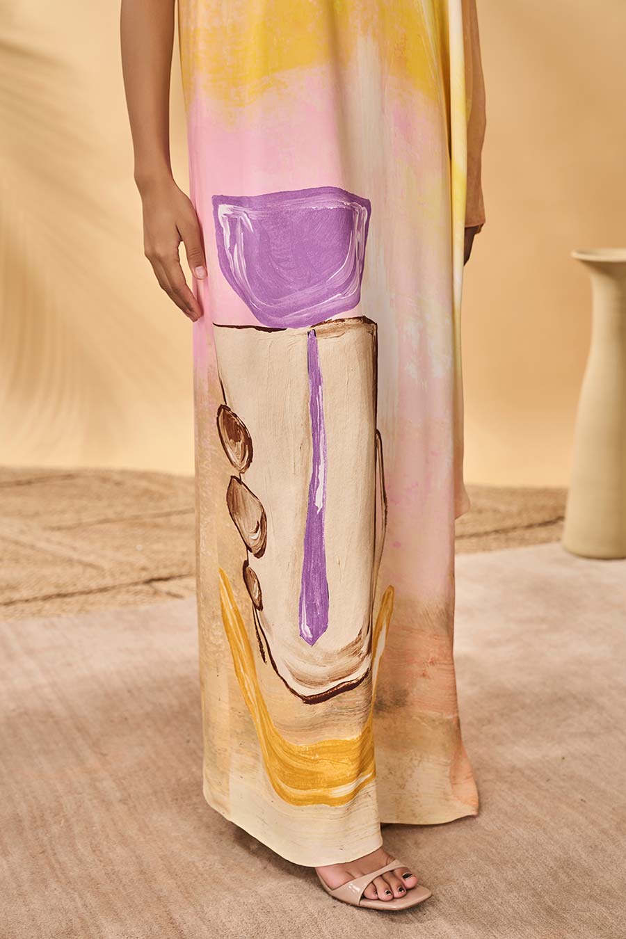 Glazing Symphony Asymmetrical Printed Kaftan
