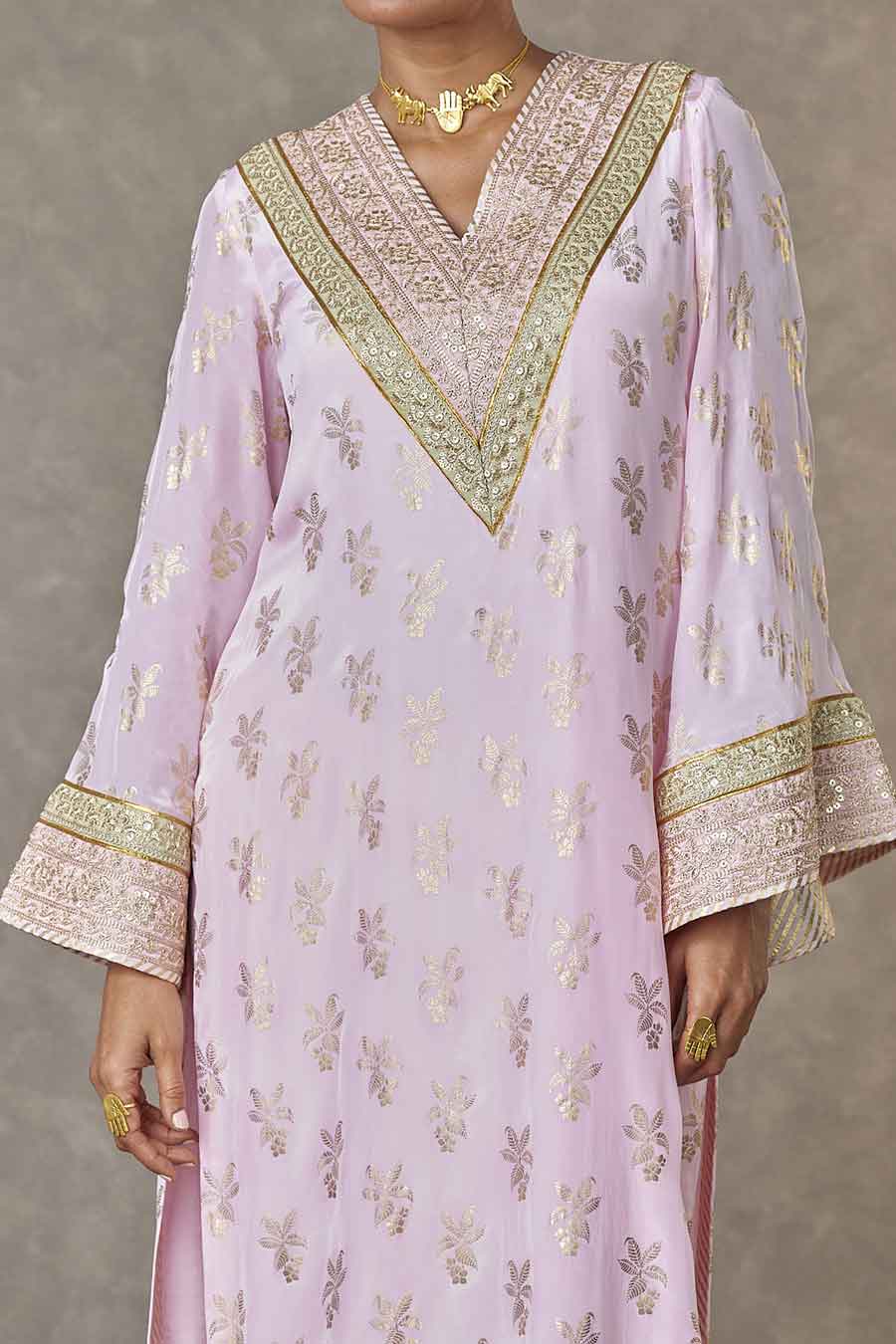 Blush Cherry-Bloom Printed Kurta