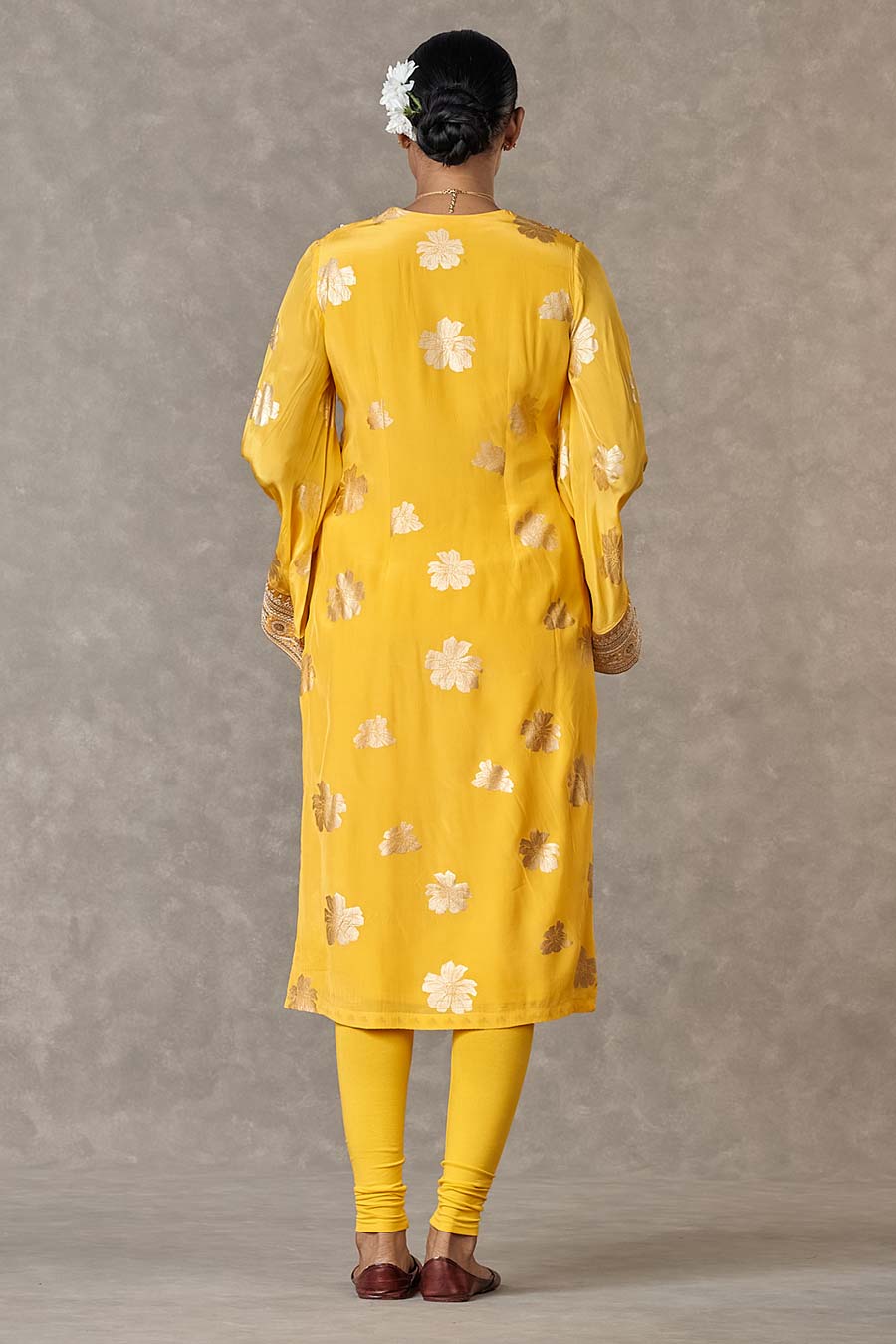 Yellow Parijat Printed Kurta