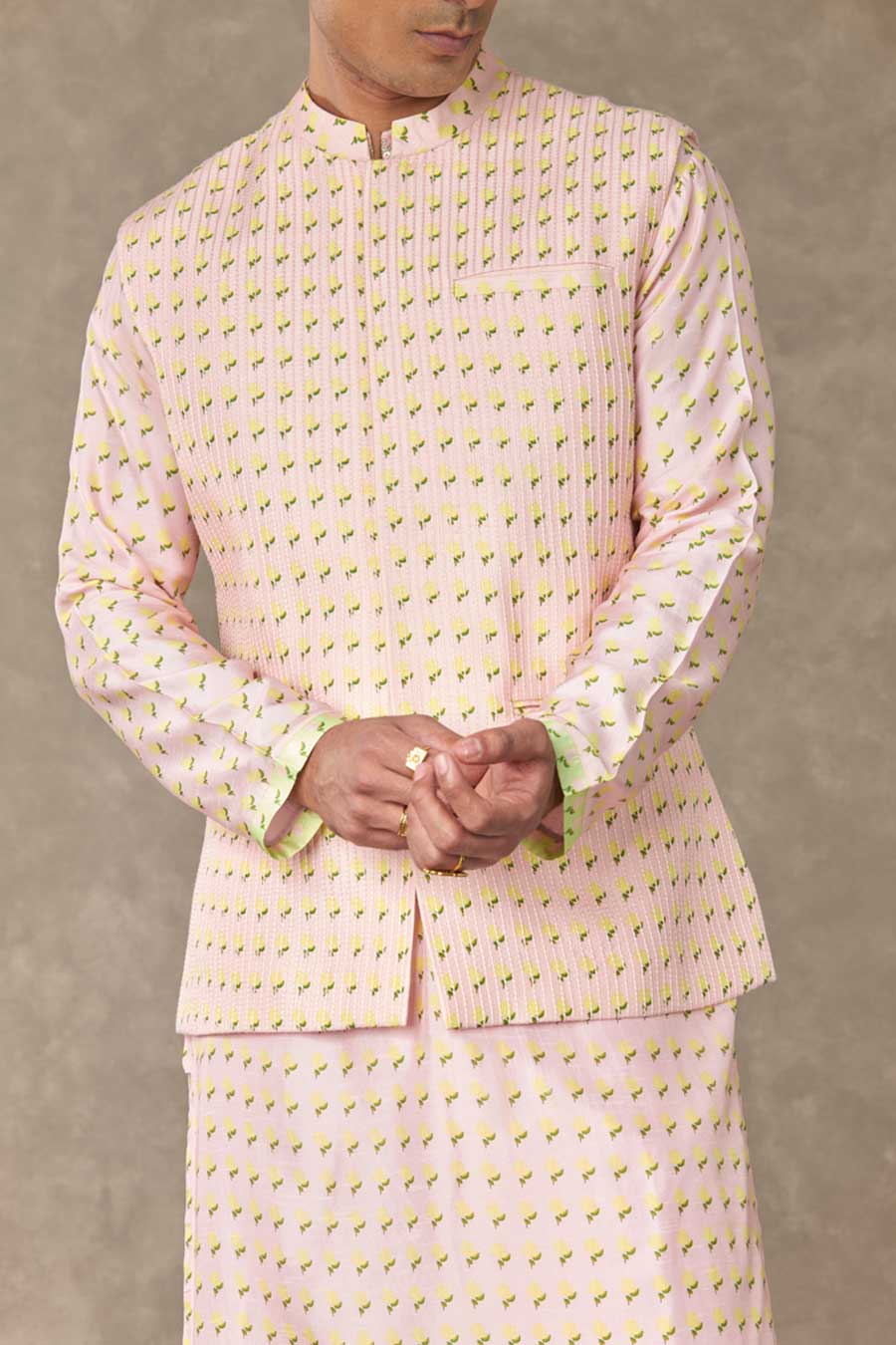 Barfi Pink Wallflower Printed Bandi Jacket
