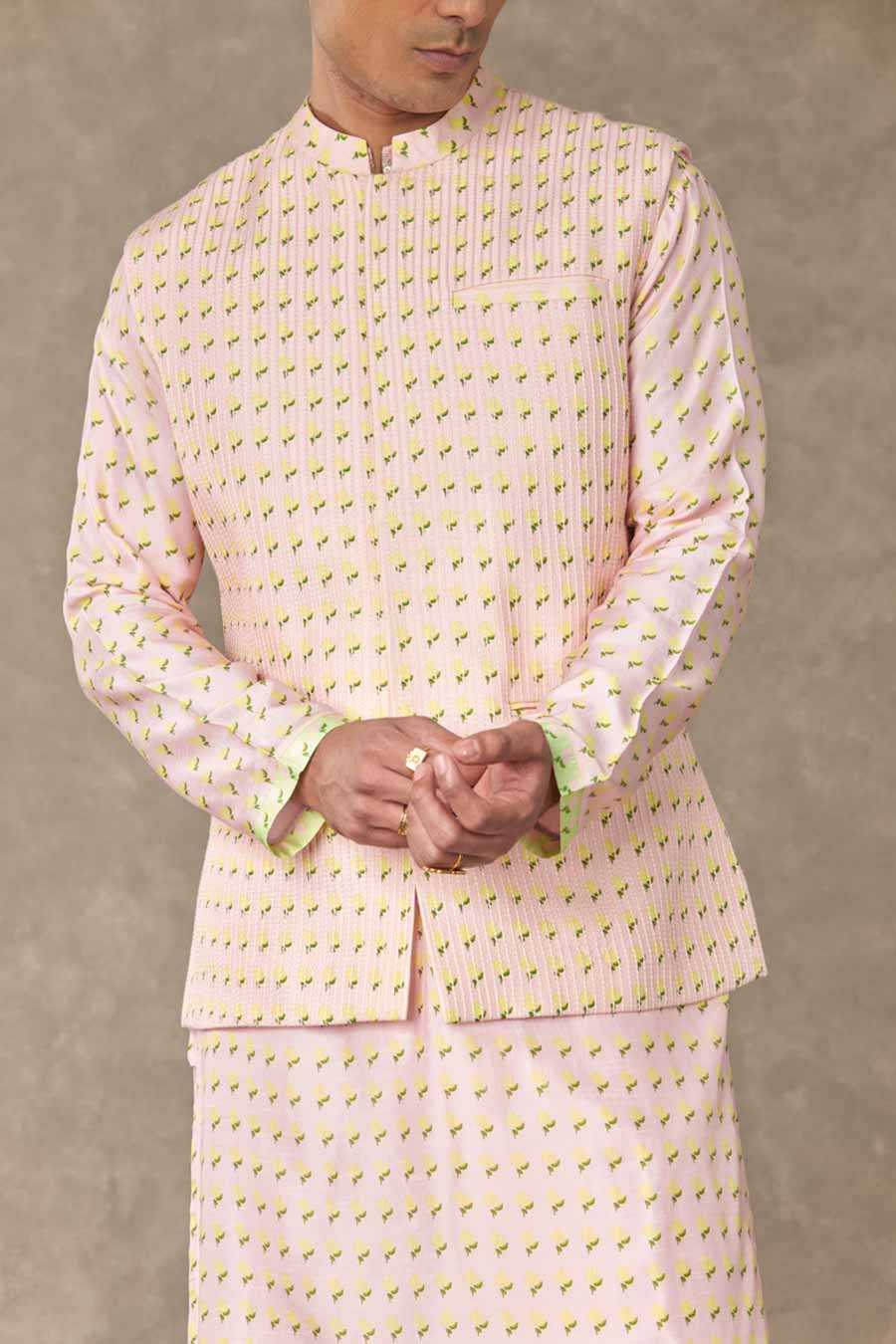Barfi Pink Wallflower Printed Kurta Set With Jacket