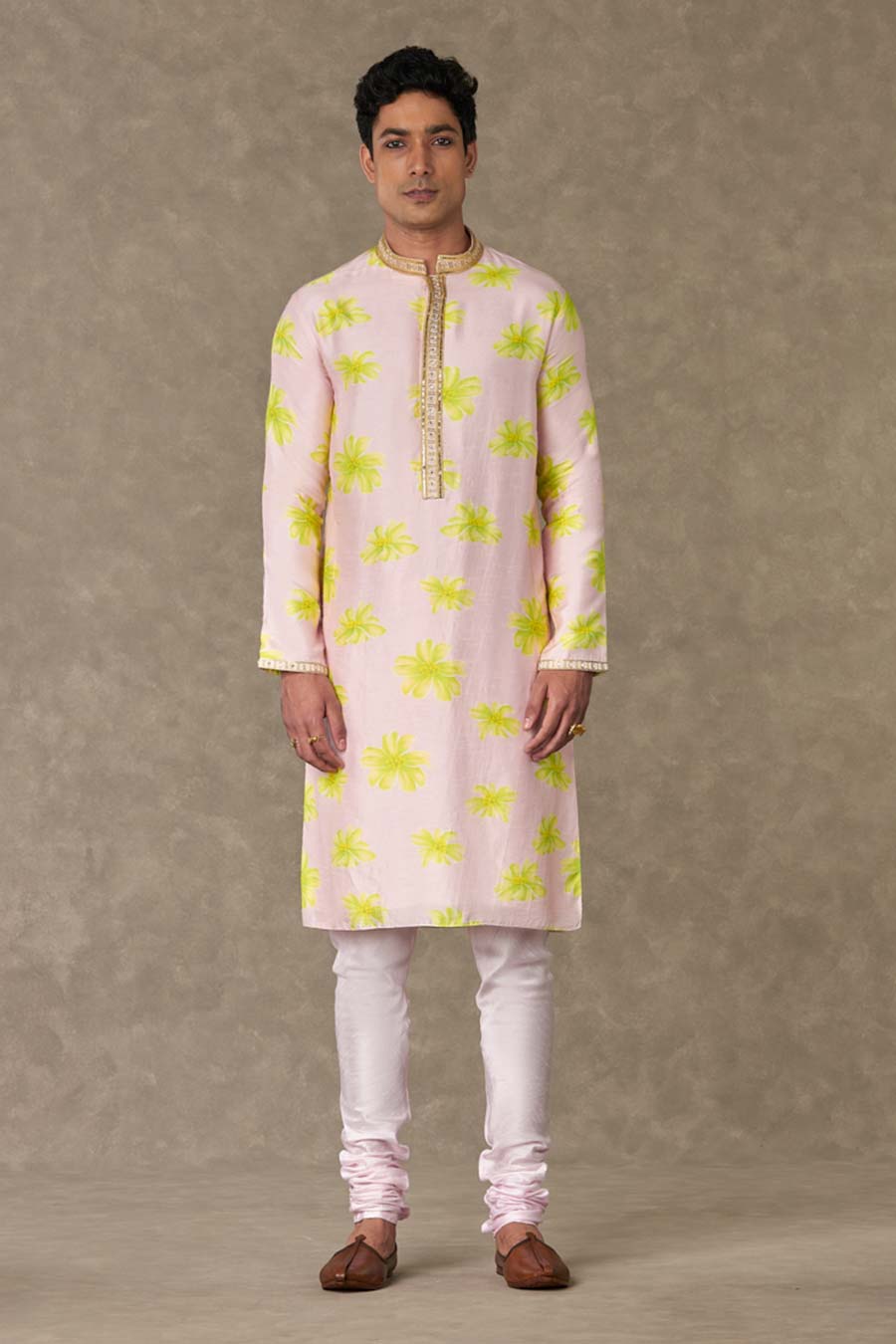 Baby Pink Parijat Printed Kurta Set