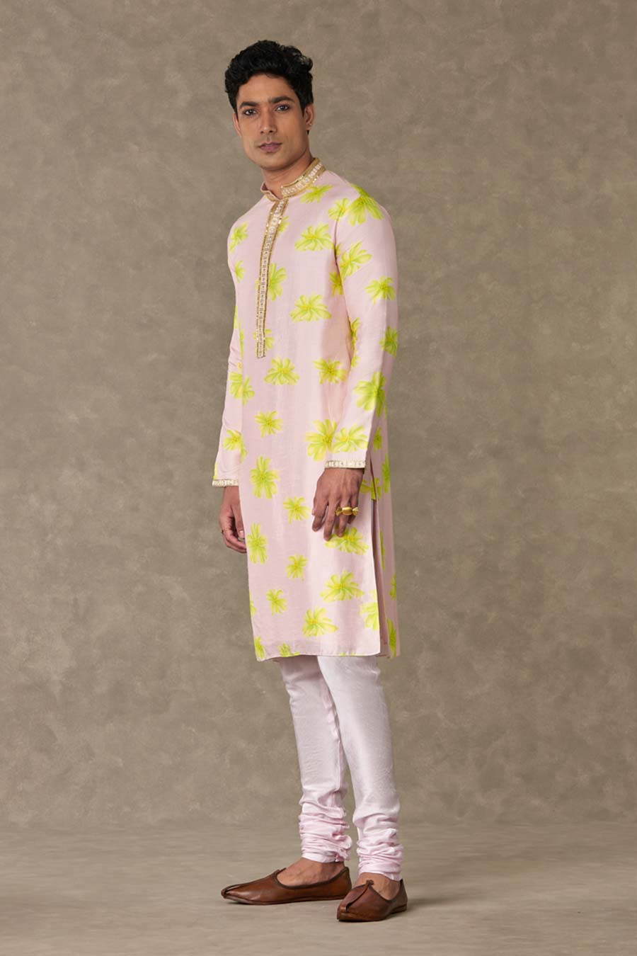 Baby Pink Parijat Printed Kurta Set