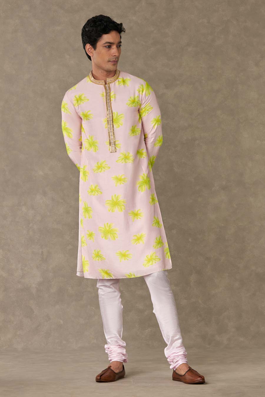 Baby Pink Parijat Printed Kurta Set