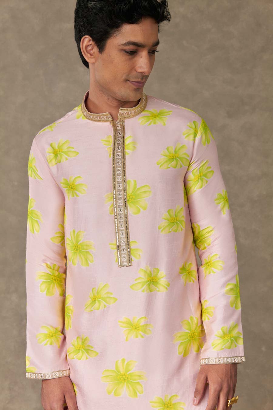 Baby Pink Parijat Printed Kurta Set