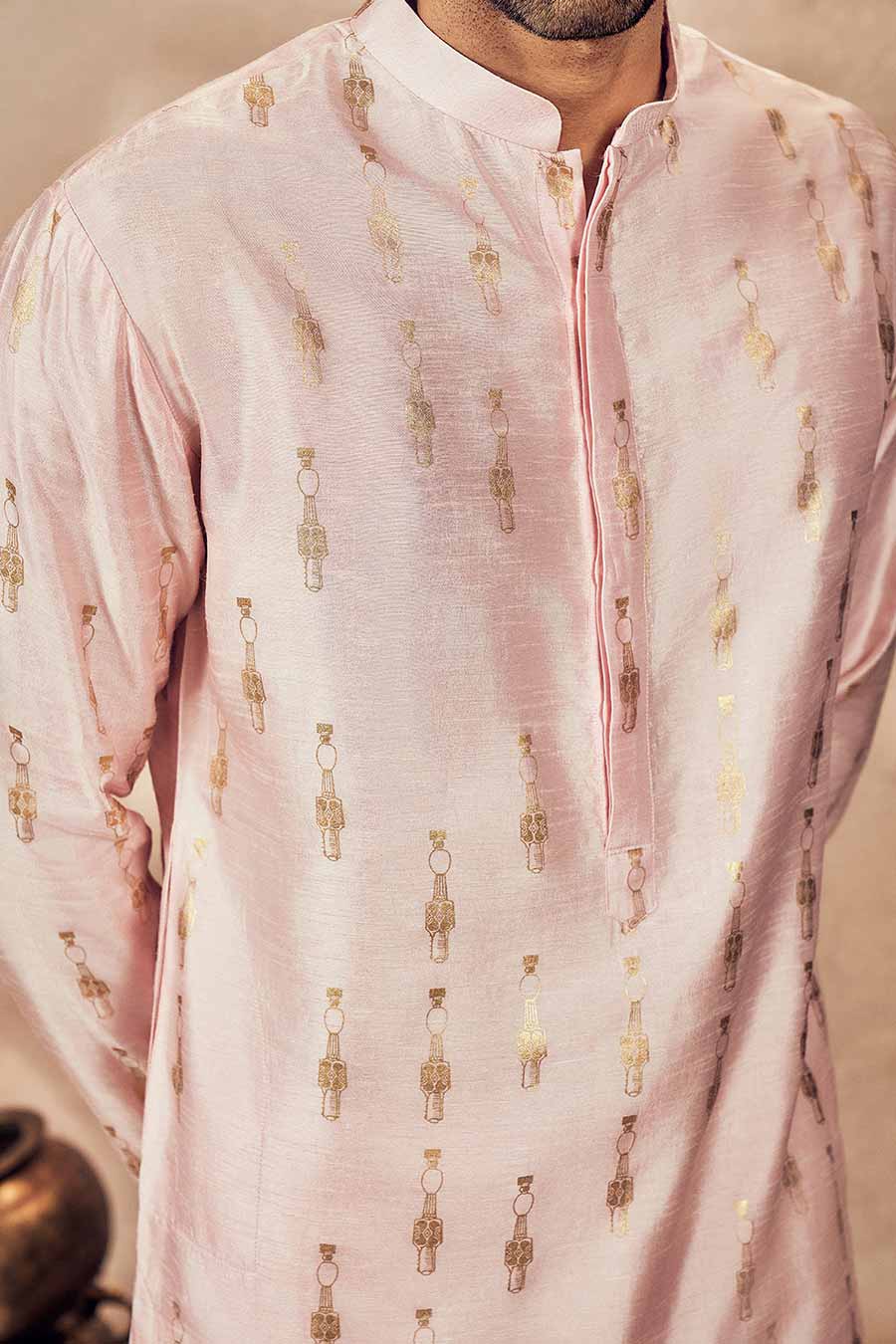 Baby Pink Tribal Pillar Printed Kurta