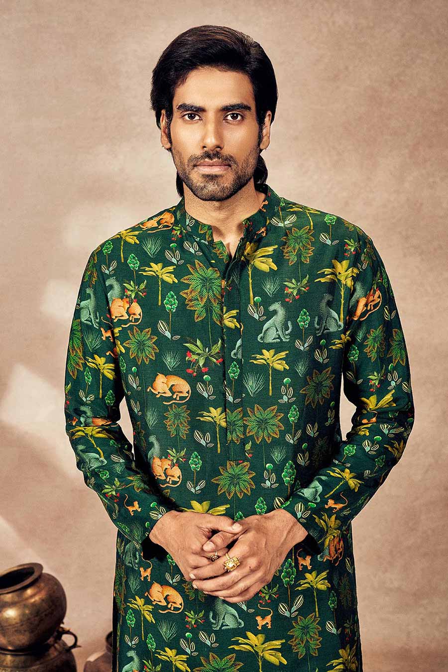Green Tropical Rhapsody Printed Kurta