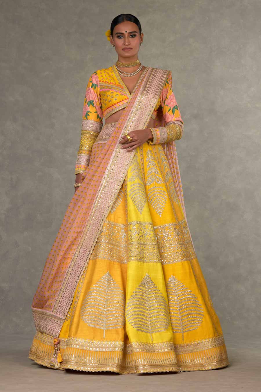 Yellow Paan-Patti Embroidered Lehenga Set