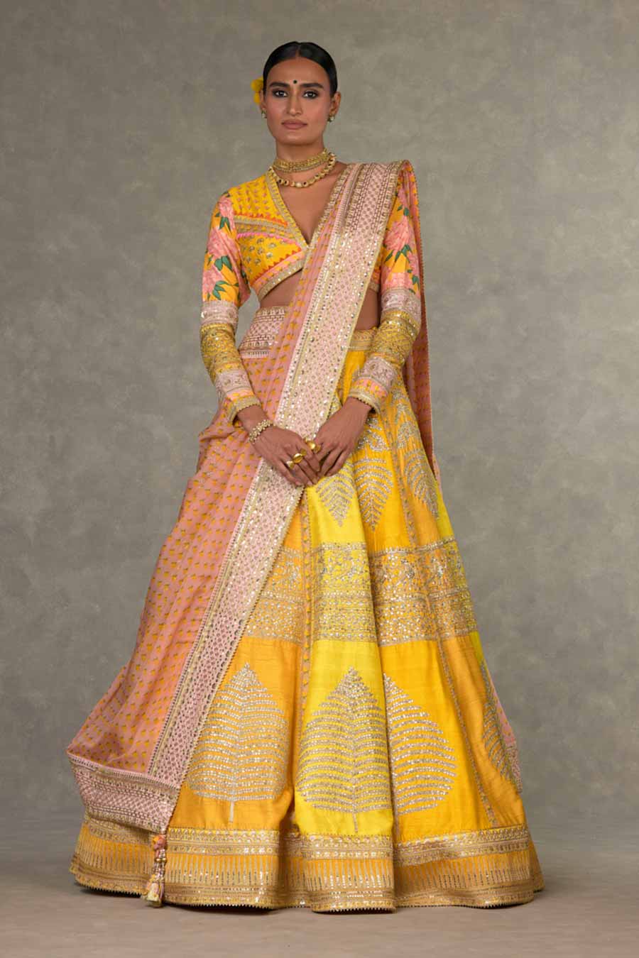 Yellow Paan-Patti Embroidered Lehenga Set