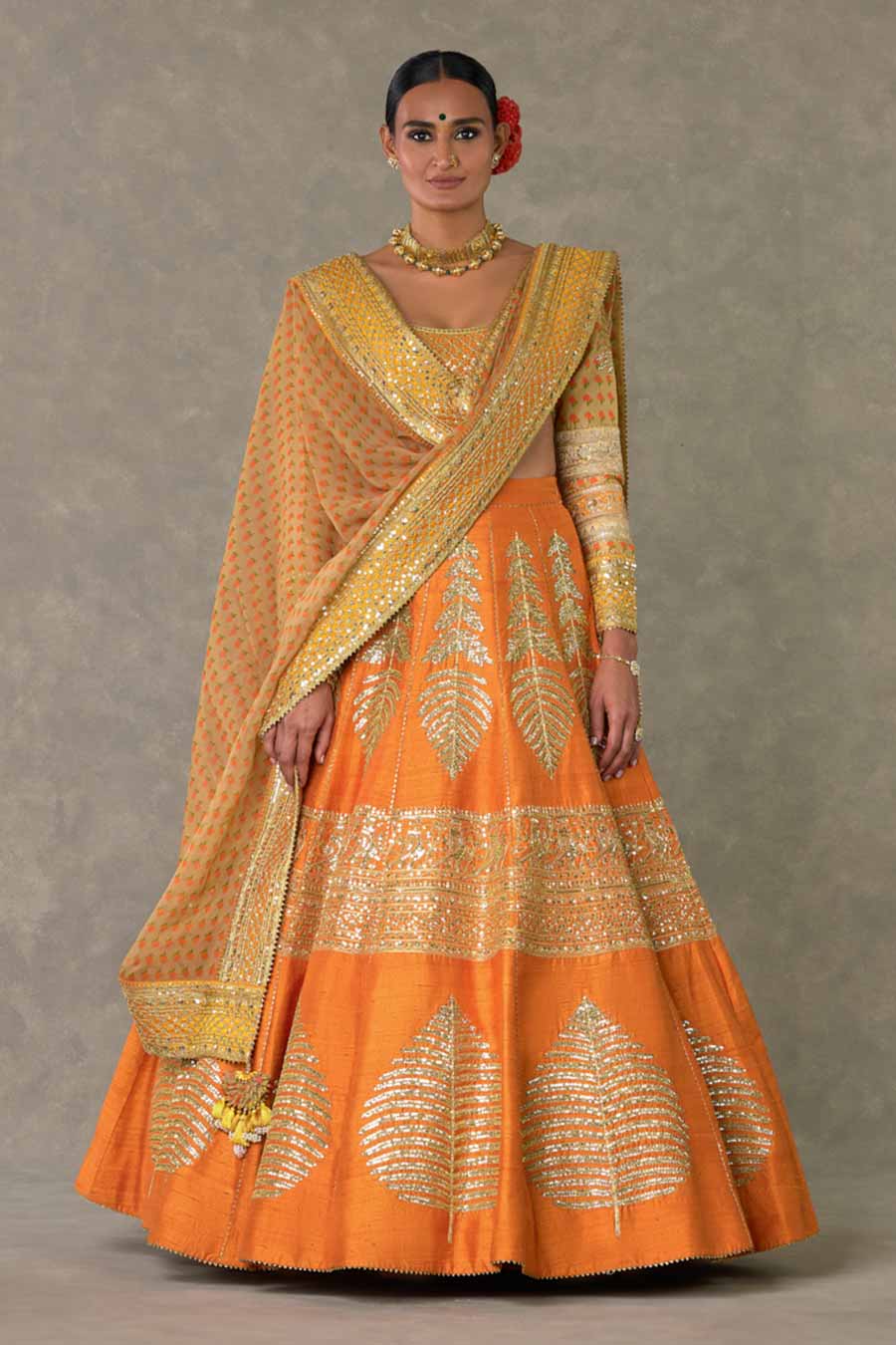 Rust Paan-Patti Embroidered Lehenga Set