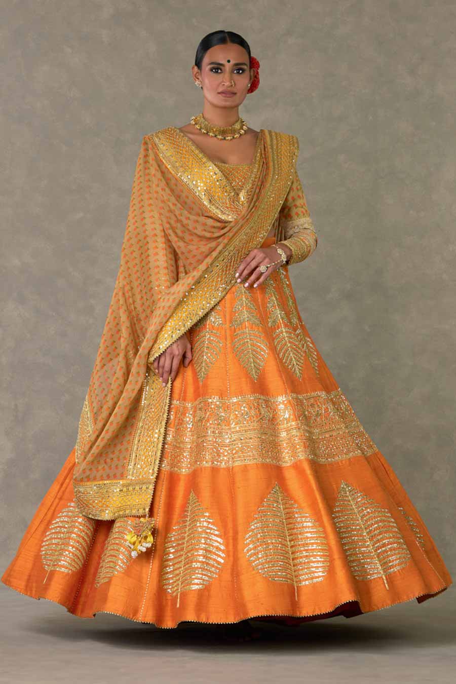 Rust Paan-Patti Embroidered Lehenga Set