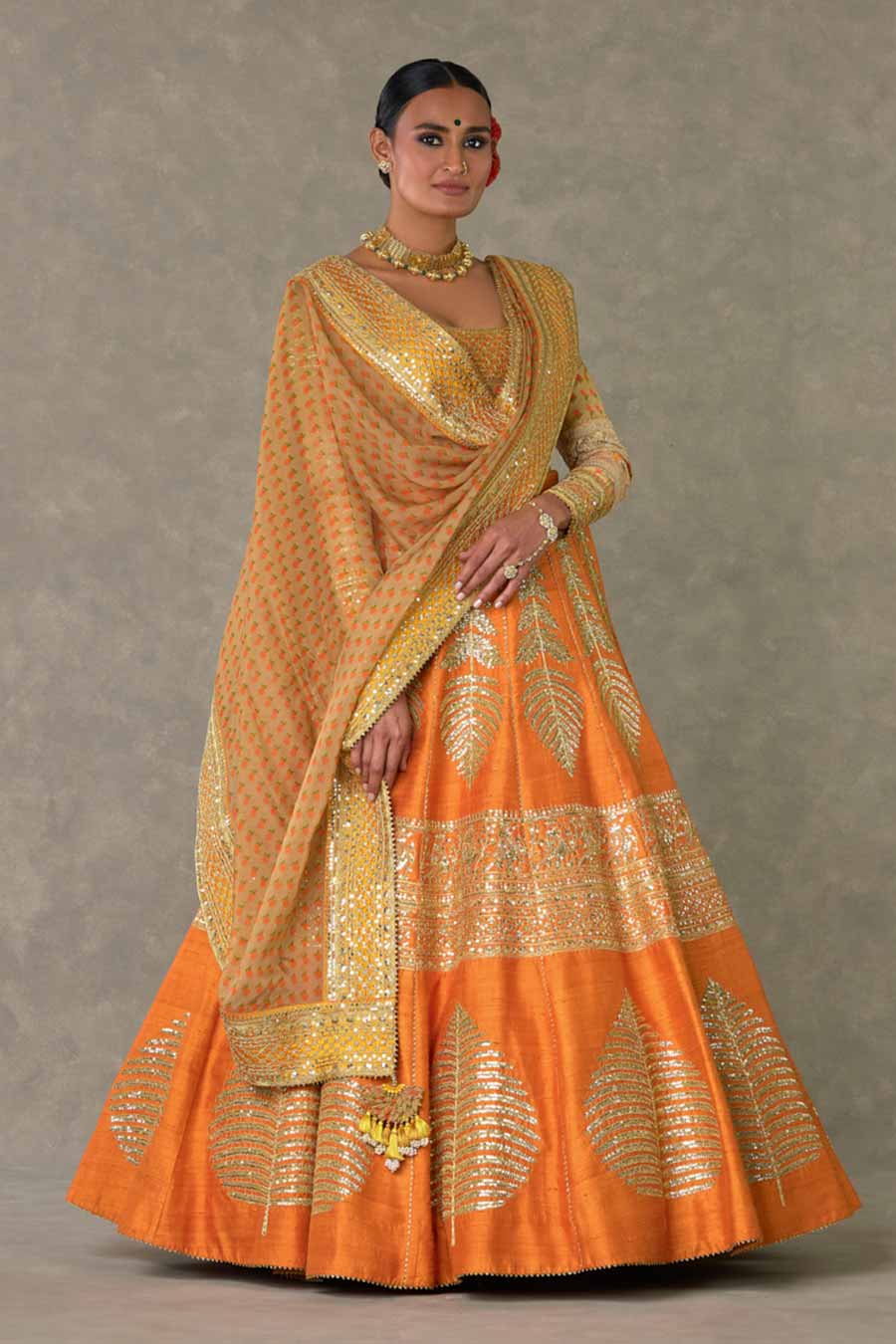 Rust Paan-Patti Embroidered Lehenga Set