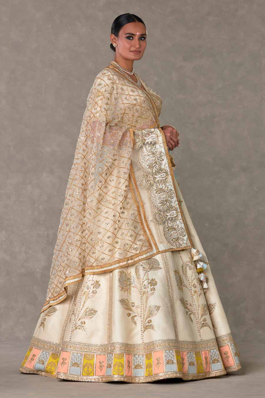 Ivory Anar-Phool Embroidered Lehenga Set