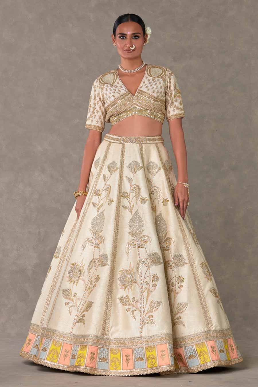 Ivory Anar-Phool Embroidered Lehenga Set