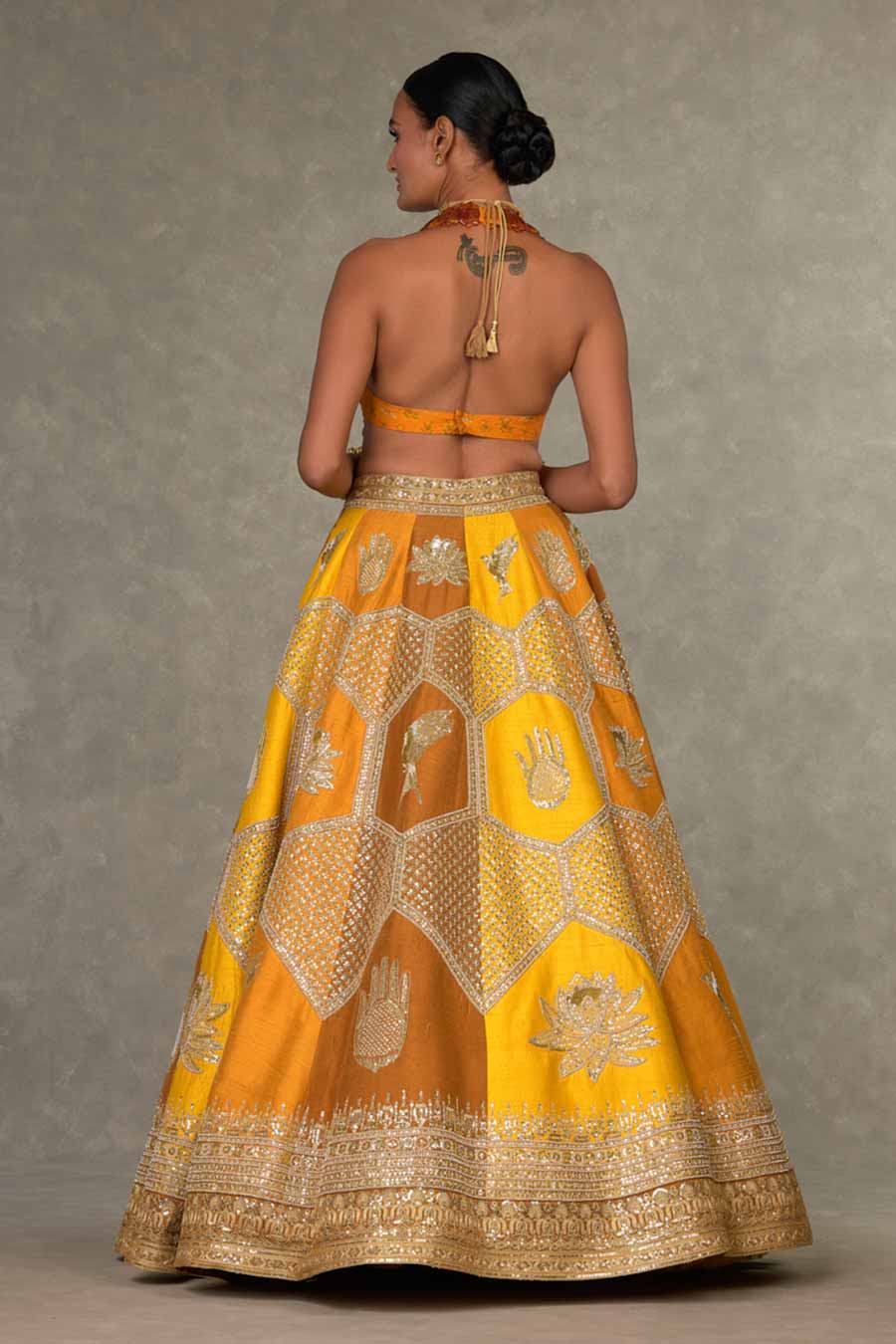 Ochre Neel-Kamal Embroidered Bustier Lehenga Set