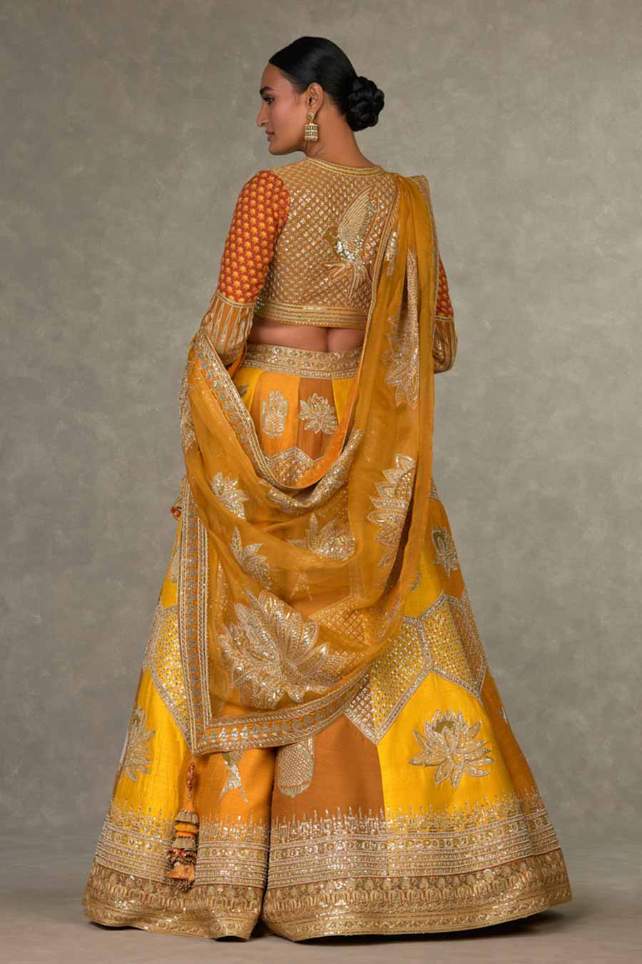 Ochre Neel-Kamal Embroidered Lehenga Set