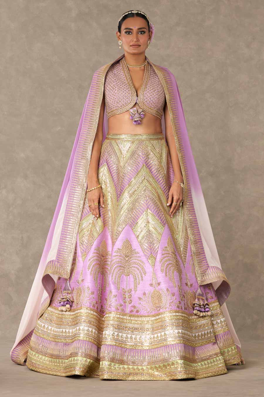 Lilac Anar-Phool Embroidered Lehenga Set