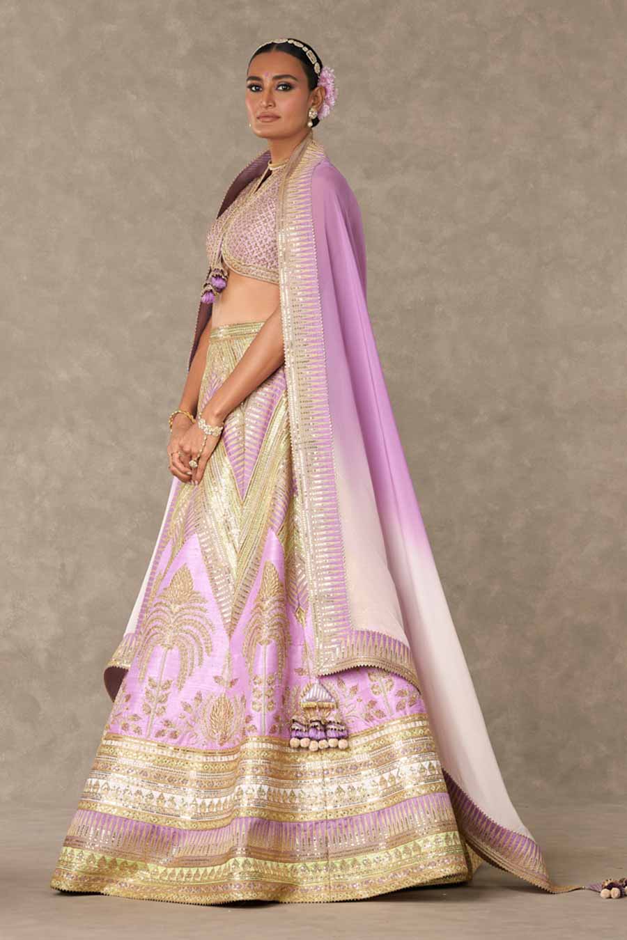 Lilac Anar-Phool Embroidered Lehenga Set