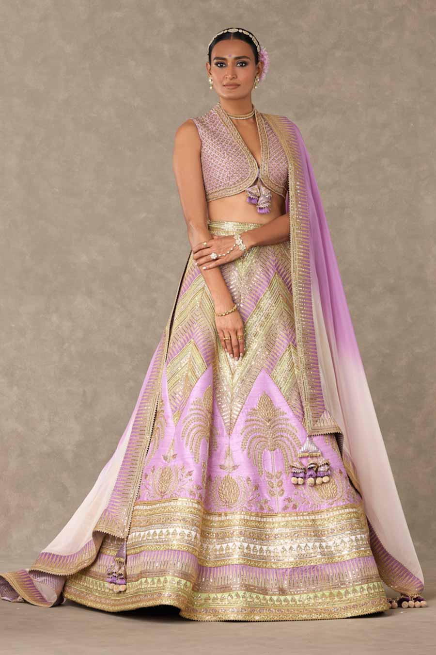 Lilac Anar-Phool Embroidered Lehenga Set